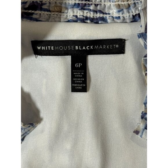 NEW White House Black Market Abstract Floral Dress Blouson Boho 6P White Purple - Picture 9 of 16